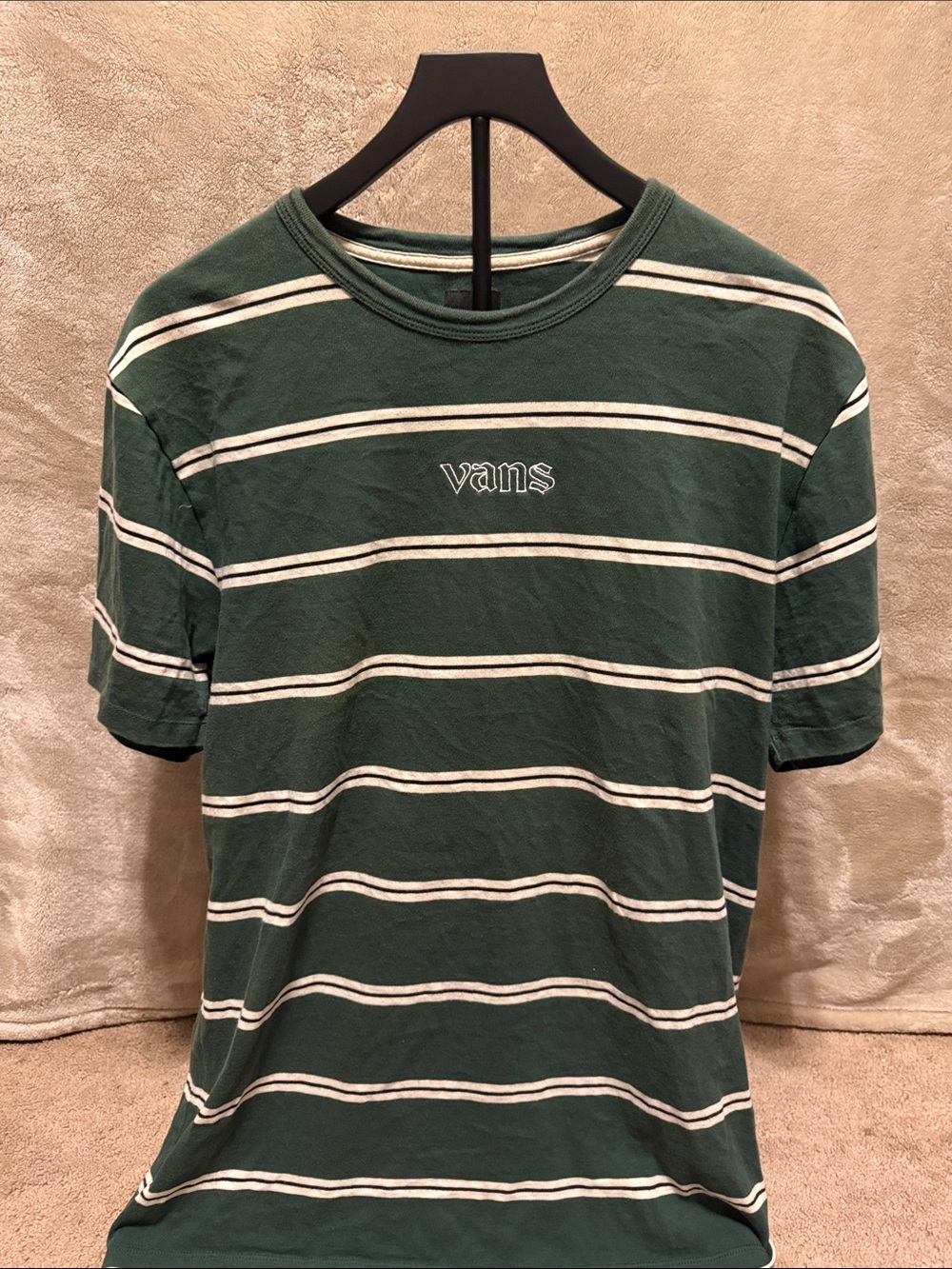 Vans Green and White Striped Crew Tee